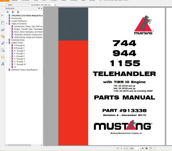 Mustang Machinery Heavy Equipment 325 GB PDF 2022 Part Catalog Manuals DVD 7