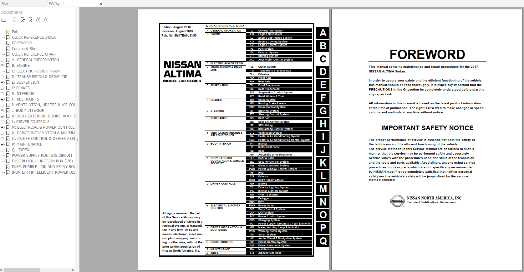 Nissan Altima L33 Series SM17EA0L33U0 Workshop Manual Circuit Diagram 08.2016 1