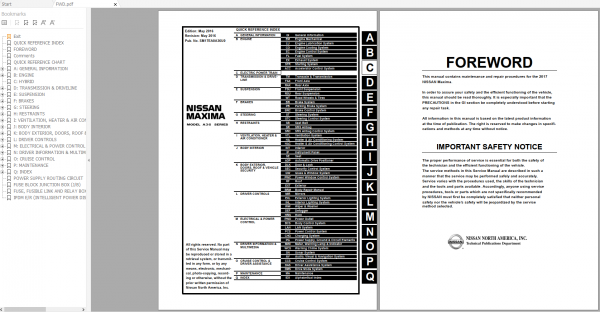 Nissan Maxima A36 Series SM17EA0A36U0 Workshop Manual Circuit Diagram 05.2016 1