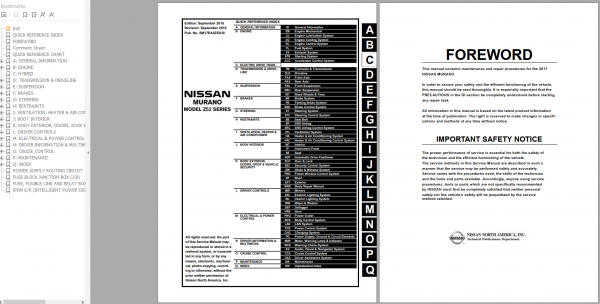Nissan Murano Z52 Series SM17EA0Z52U0 Workshop Manual Circuit Diagram 09.2016 1
