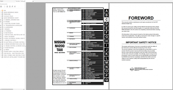 Nissan NV200 Taxi M20 Series SM17EMM20TU0 Workshop Manual Circuit Diagram 02.2017 1