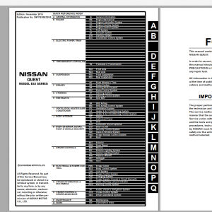 NISSAN INFINITI Collection Models 2017 Workshop Repair Manual Diagrams DVD PDF Nissan Quest E52 Series Sm17E00E52U0 Workshop Manual Circuit Diagram 11.2016 1