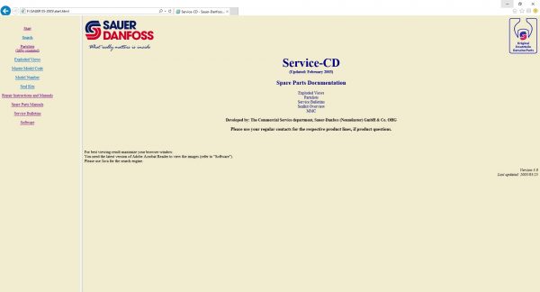 SAUER DANFOSS Service CD 2003 Spare Parts Document 1