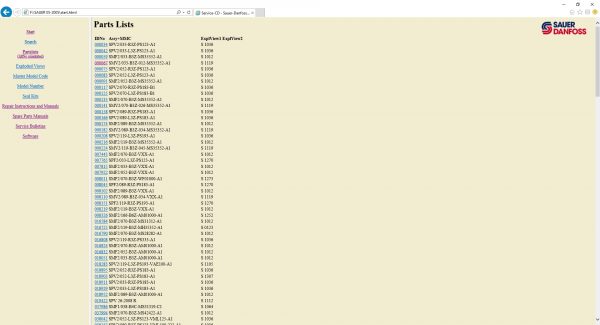 SAUER DANFOSS Service CD 2003 Spare Parts Document 2