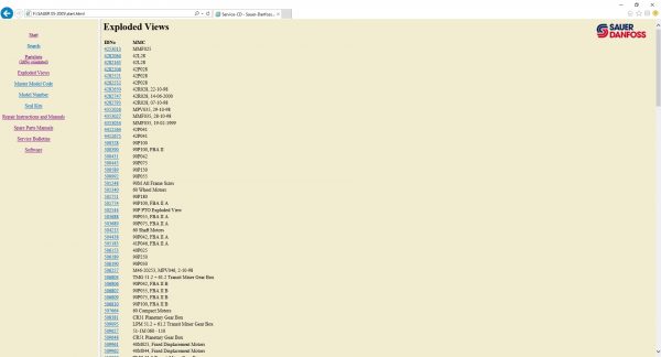 SAUER DANFOSS Service CD 2003 Spare Parts Document 3