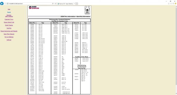 SAUER DANFOSS Service CD 2003 Spare Parts Document 6