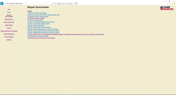 SAUER DANFOSS Service CD 2003 Spare Parts Document 7