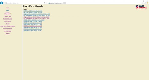 SAUER DANFOSS Service CD 2003 Spare Parts Document 8