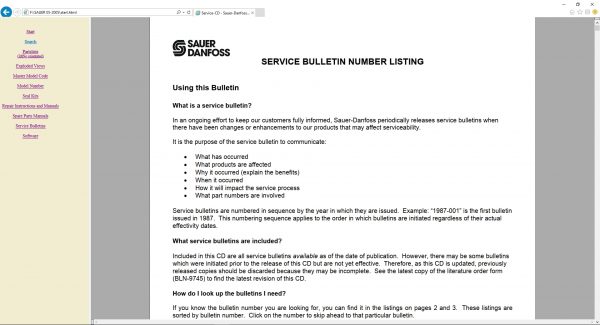 SAUER DANFOSS Service CD 2003 Spare Parts Document 9