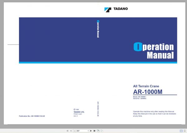 Tadano Mobile Crane 13.5 GB PDF DVD Updated 03.2022 Operator Maintenance Manual DVD 03 2