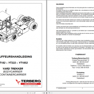 Terberg Benschop Chauffeurs Handleiding YT182 YT222 YT1852 Yard Trekker Operator Manual Dutch 1