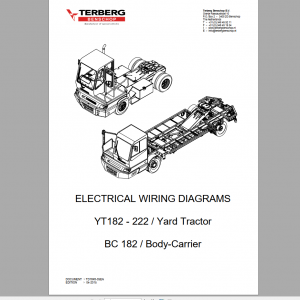 Terberg Benschop YT182 222 Yard Tractor BC 182 Body Carrier Electrical Wiring Diagram 1