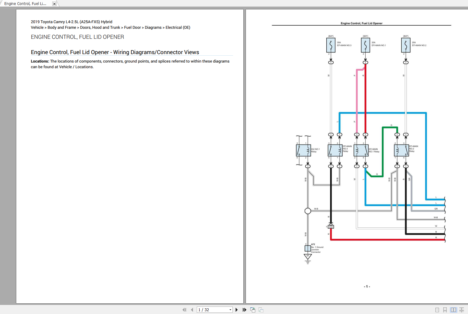 Toyota Camry L4-2.5L 2019 Electrical Wiring Diagram