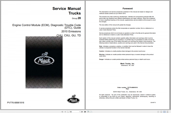 Truck Manual Collection Some Model 5.7GB Repair Operators Wiring Diagrams Fault Codes 10