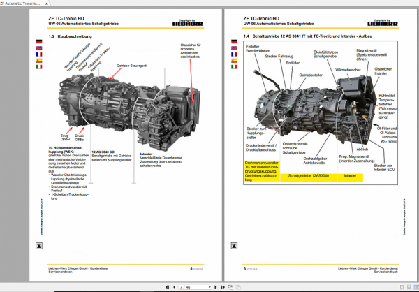 ZF Automatic Transmission ZF TC Tronis HD 12 AS 3401 SO 12 AS 3040 SO UW06 Service Handbook DE 2 1