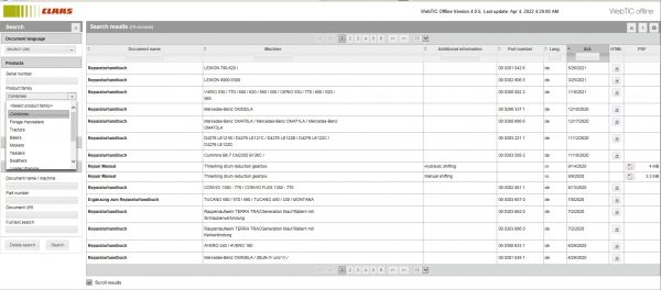 CLAAS WebTIC Offline DE German 04.2022 Operator Manual Repair Manual Service Documentation DVD 5 1