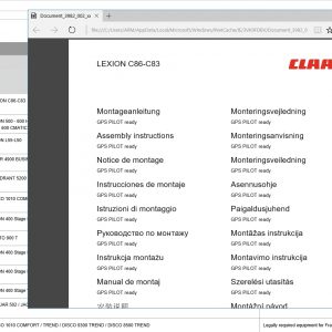 CLAAS WebTIC Offline EN 04.2022 Operator Manual Repair Manual Service Documentation EN DVD 3