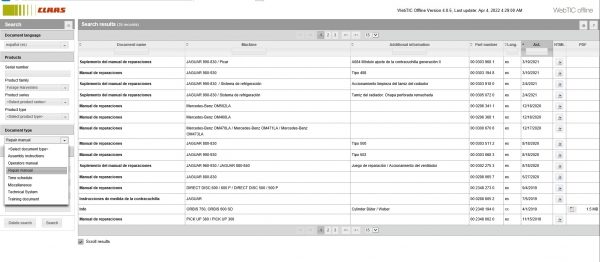 CLAAS WebTIC Offline ES Spanish 04.2022 Operator Manual Repair Manual Service Documentation DVD 2