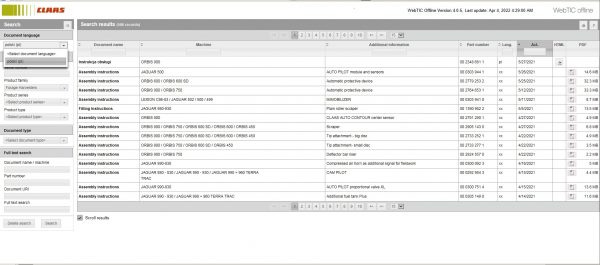 CLAAS WebTIC Offline PL Polski 04.2022 Operator Manual Repair Manual and Service Documentation DVD 1