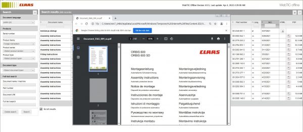 CLAAS WebTIC Offline PL Polski 04.2022 Operator Manual Repair Manual and Service Documentation DVD 3