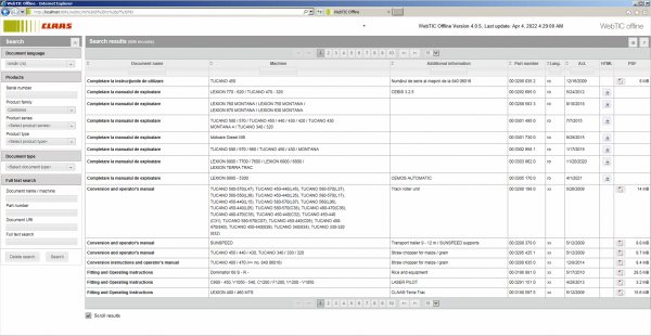 CLAAS WebTIC Offline RO ROMANI 04.2022 Operator Manual Repair Manual Service Documentation DVD 1