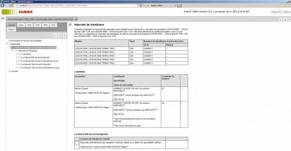 CLAAS WebTIC Offline RO ROMANI 04.2022 Operator Manual Repair Manual Service Documentation DVD 3
