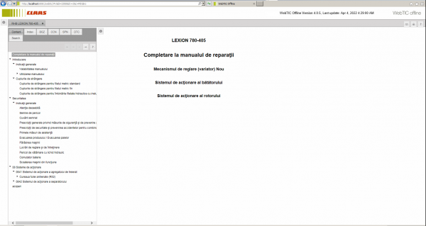 CLAAS WebTIC Offline RO ROMANI 04.2022 Operator Manual Repair Manual Service Documentation DVD 4