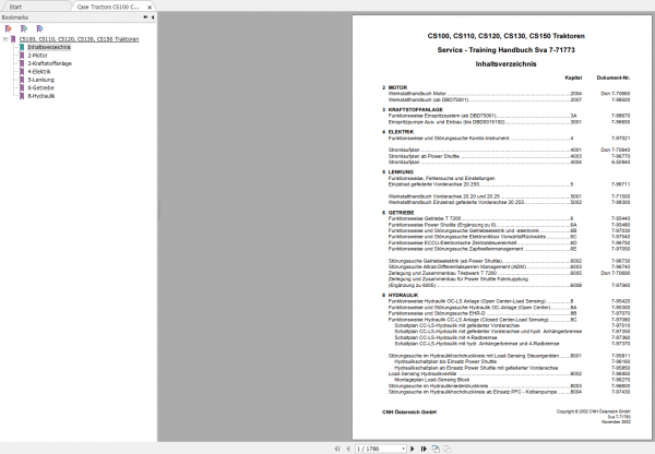 Case Tractors CS100 CS110 CS120 CS130 CS150 Service Manual Training Manual 7 71773 1