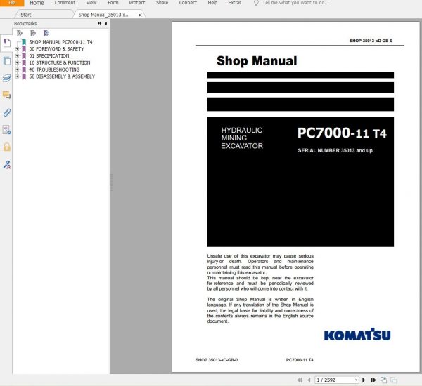 Komatsu Mining Excavator 2.59 GB PDF Updated 2022 Shop Manuals Operator Maintenance Manual 5