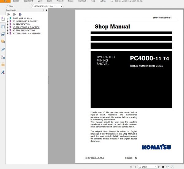 Komatsu Mining Excavator 2.59 GB PDF Updated 2022 Shop Manuals Operator Maintenance Manual 7