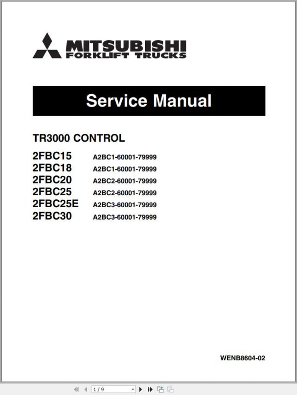 Mitsubishi Forklift 2FBC15 2FBC30 Operation Maintenance Service Manual EN 2