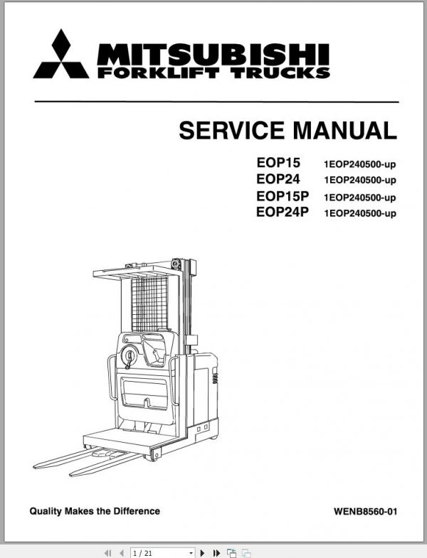Mitsubishi Forklift EOP15 EOP15P EOP24 EOP24P Service Manual EN 1