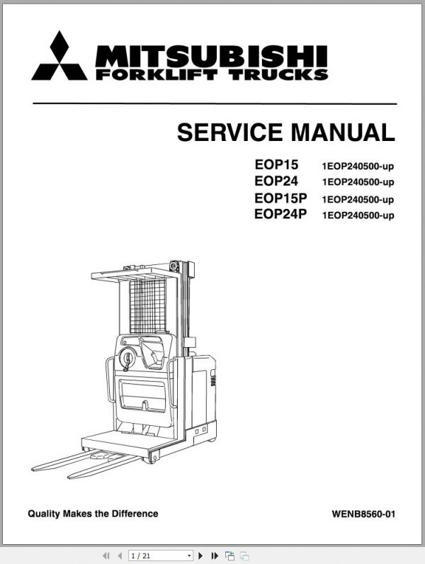 Mitsubishi Forklift EOP15 EOP24 EOP15P EOP24P Service Manual EN 1