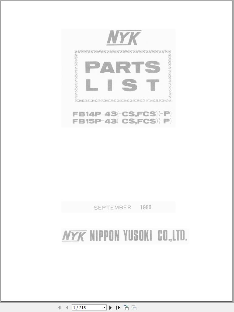 Mitsubishi Forklift FB14P 43 CSFCS P FB15P 43 CSFCS P Spare Parts Catalog EN 1