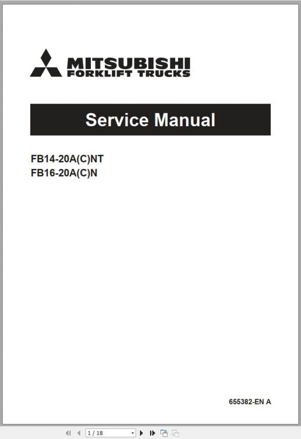 Mitsubishi Forklift FB16AN FB16ANT FB20AN FB20ANT Operation Maintenance Service Manual EN ES FR PT 1