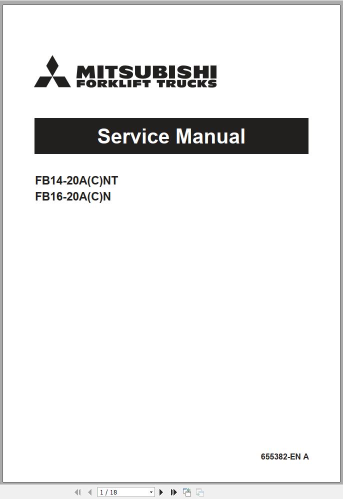 Mitsubishi Forklift FB16AN FB16ANT FB20AN FB20ANT Operation Maintenance Service Manual EN ES FR PT 1