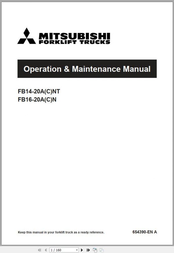 Mitsubishi Forklift FB16AN FB16ANT FB20AN FB20ANT Operation Maintenance Service Manual EN ES FR PT 2
