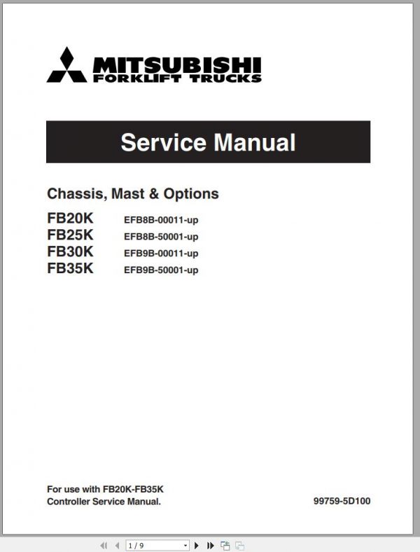 Mitsubishi Forklift FB20K FB25K FB30K FB35K Service Manual EN 1