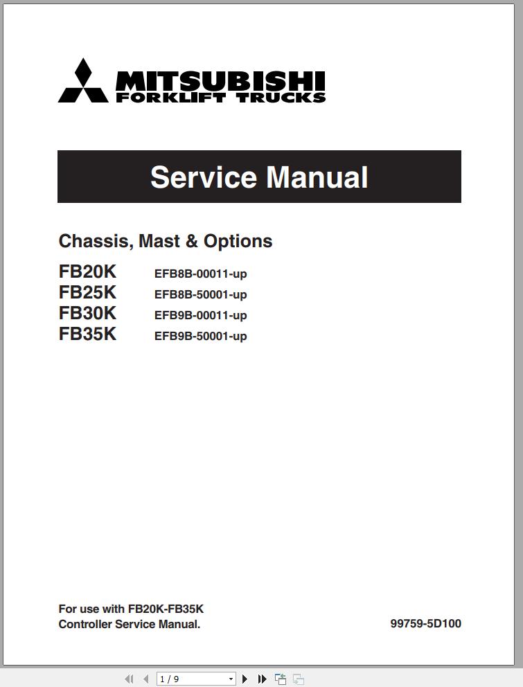 Mitsubishi Forklift FB20K FB25K FB30K FB35K Service Manual EN 1