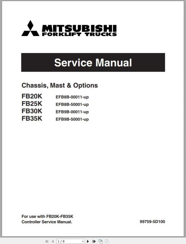 Mitsubishi Forklift FB30K PAC FB35K PAC Service Manual EN 1