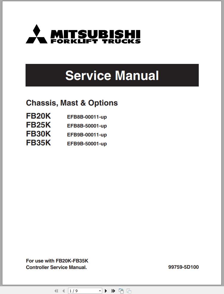Mitsubishi Forklift FB30K PAC FB35K PAC Service Manual EN 1