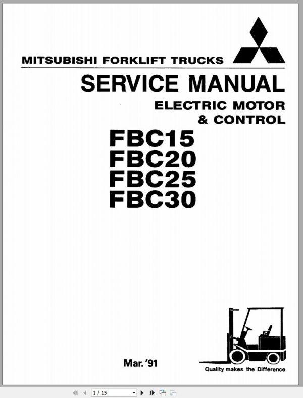 Mitsubishi Forklift FBC15 FBC20 FBC20FW FBC25 Service Manual EN 1