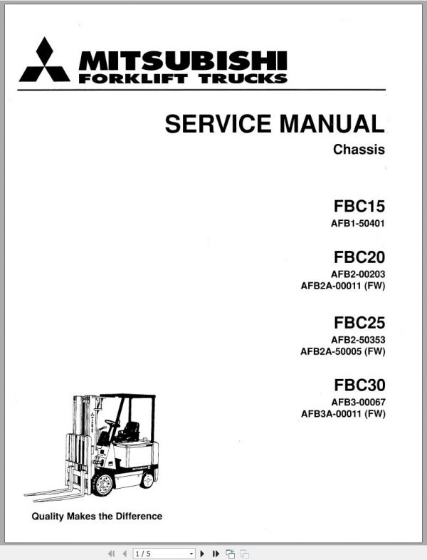 Mitsubishi Forklift FBC15 FBC20 FBC20FW FBC25 Service Manual EN 2