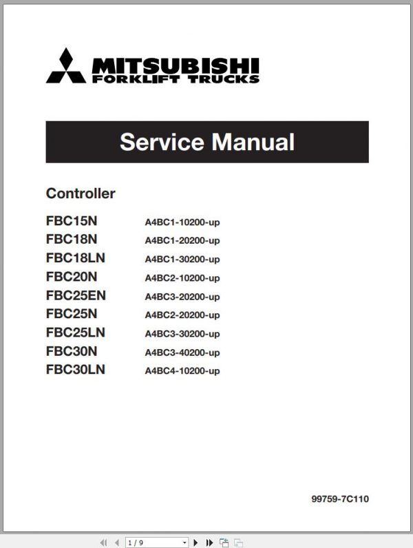 Mitsubishi Forklift FBC15N Schematic Operation Maintenance Service Manual EN FR 1