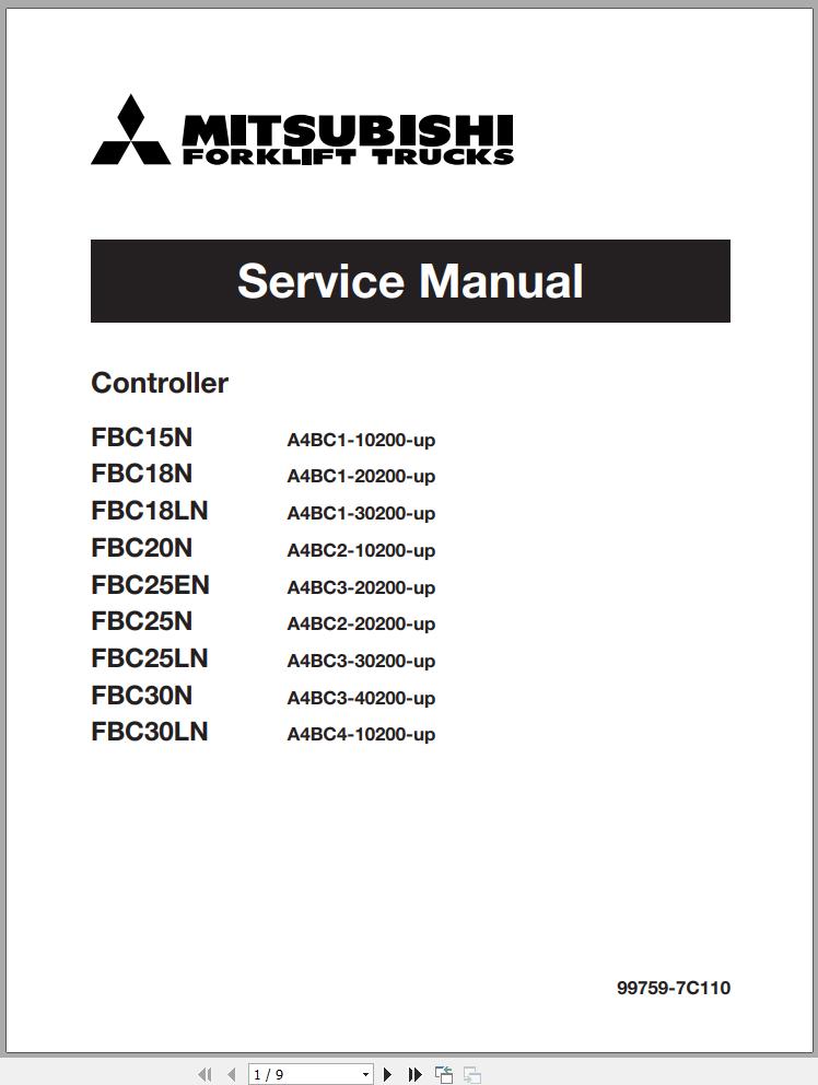 Mitsubishi Forklift FBC15N Schematic Operation Maintenance Service Manual EN FR 1