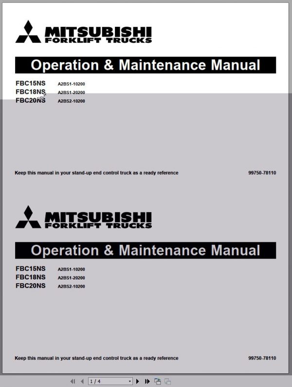 Mitsubishi Forklift FBC15NS Operation Maintenance Service Manual EN 1