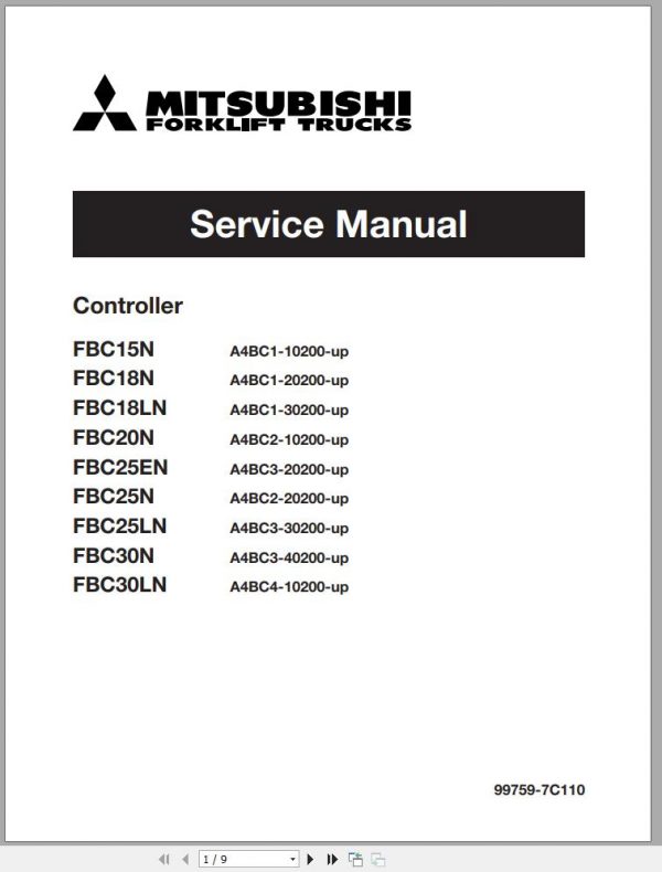 Mitsubishi Forklift FBC18LN FBC18N Schematic Operation Maintenance Service Manual EN FR 2