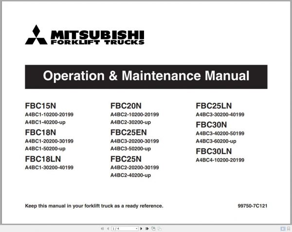 Mitsubishi Forklift FBC25EN Schematic Operation Maintenance Service Manual EN FR 1