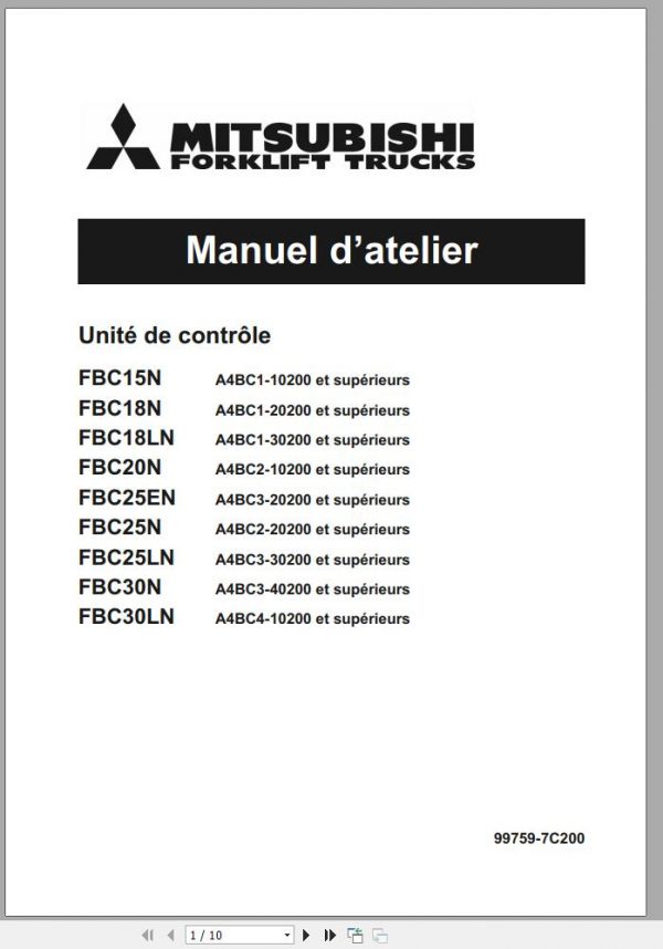 Mitsubishi Forklift FBC25EN Schematic Operation Maintenance Service Manual EN FR 2