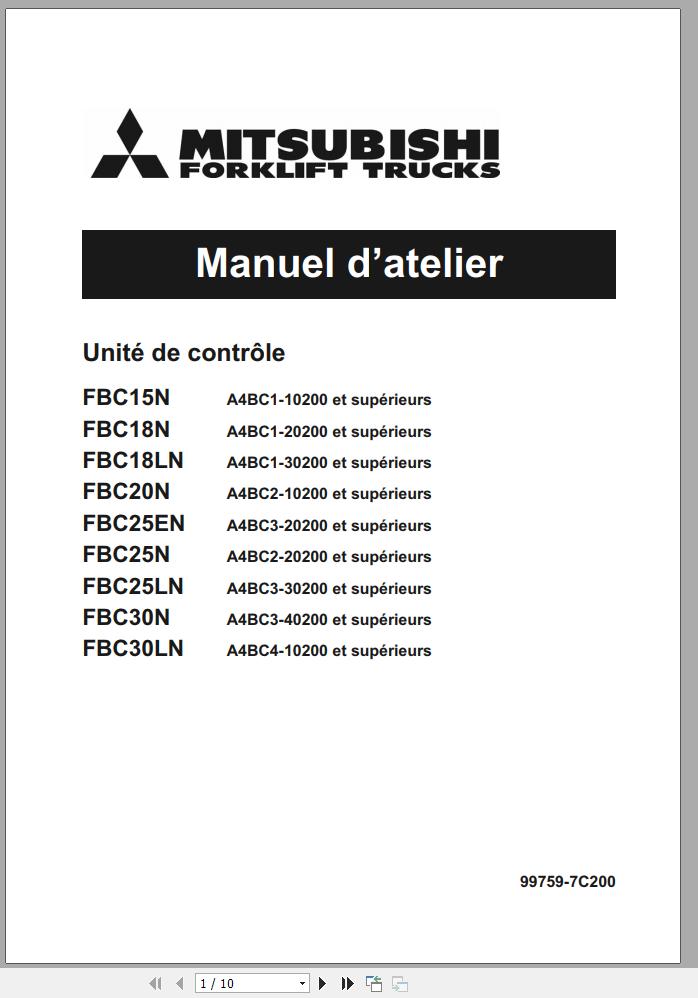 Mitsubishi Forklift FBC25EN Schematic Operation Maintenance Service Manual EN FR 2
